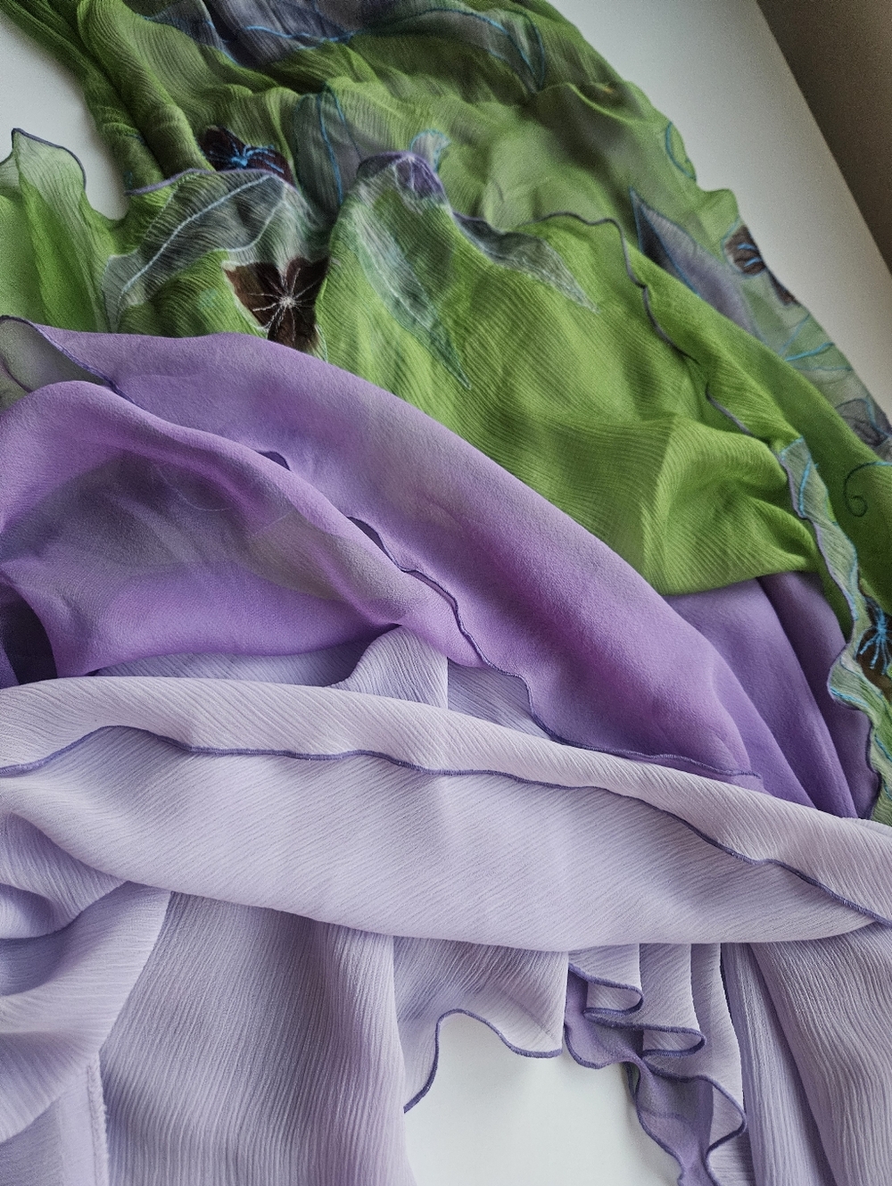 Vintage Handmade Embroidered Layered Silk Watercolor Fairy Dress - Picture 14 of 14